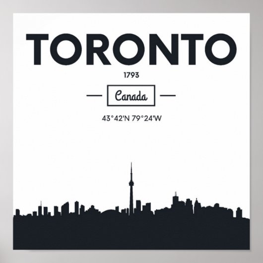 Toronto, Canada | Coördinaten voor zwarte en witte Poster (Voorkant)