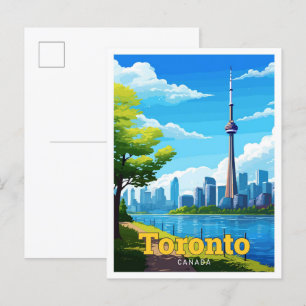 Toronto Canada Reizen Vintage Illustratie Briefkaart