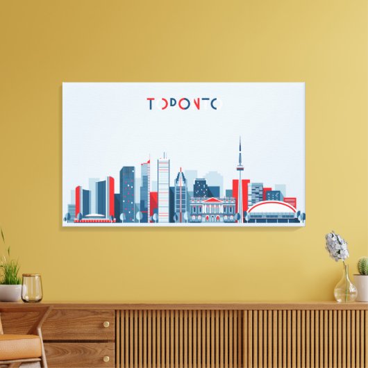 Toronto, Canada | Rode, witte en blauwe skies Canvas Afdruk (Insitu (Woonkamer))