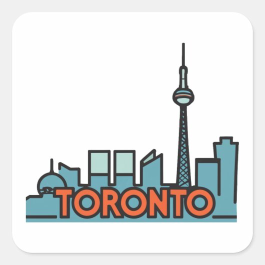 Toronto Canada Skyline Vierkante Sticker (Voorkant)