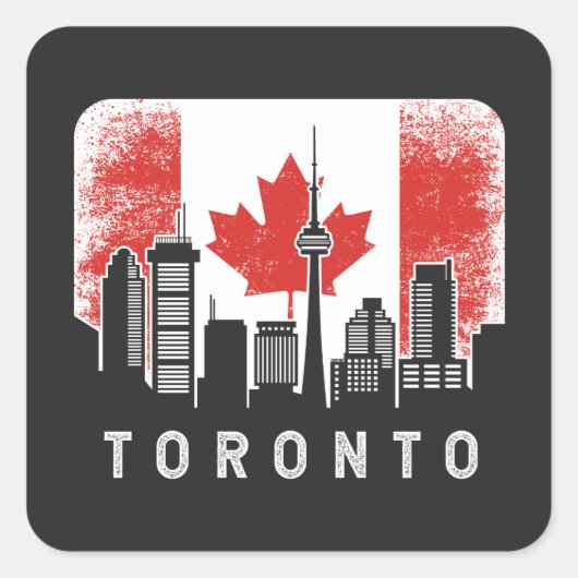 Toronto Canada Skyline  vlag Vierkante Sticker (Voorkant)