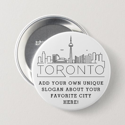 Toronto City Skyline | Aangepaste slogan-Button Ronde Button 7,6 Cm (Voorkant /achterkant)