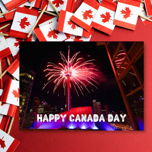 Toronto CN Tower Vuurwerk Happy Canada Day Kaart