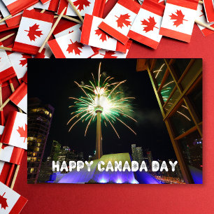 Toronto CN Tower Vuurwerk Happy Canada Day Kaart