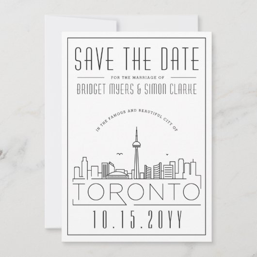 Toronto Huwelijk Gestileerde Silhouette Save the D Kaart (Voorkant)