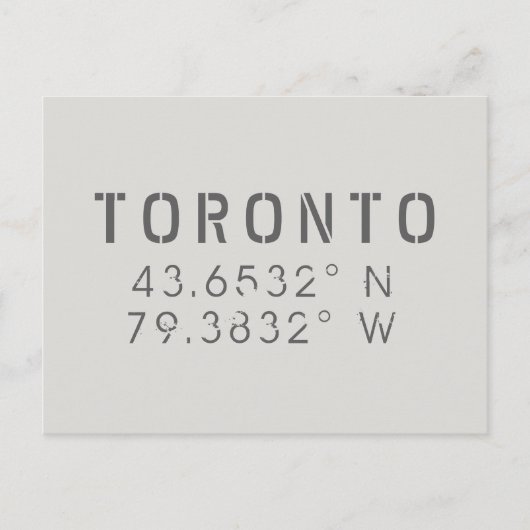 Toronto Latitude-Briefkaart Briefkaart (Voorkant)