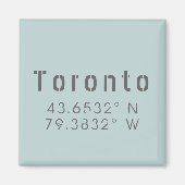 Toronto Latitude en lengtegraad Magneet (Voorkant)