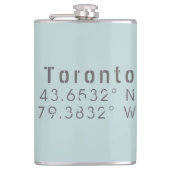 Toronto Latitude Lengtegraad Heupfles (Voorkant)