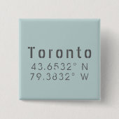 Toronto Latitude & Lengtegraad Vierkante Button 5,1 Cm (Voorkant)