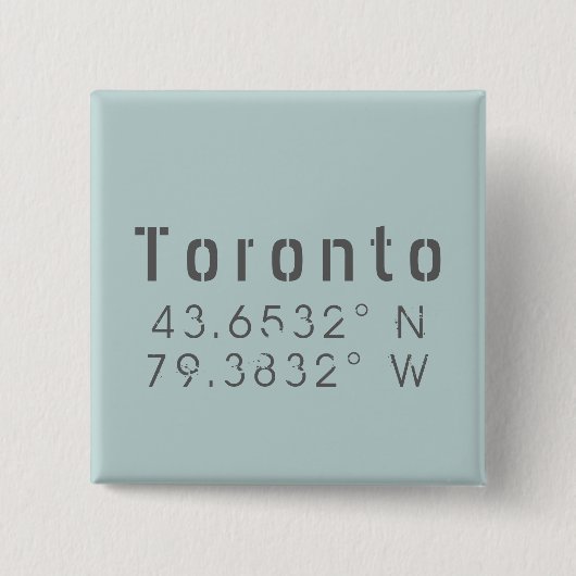 Toronto Latitude & Lengtegraad Vierkante Button 5,1 Cm (Voorkant)