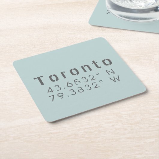 Toronto Latitude & Lengtegraad Vierkante Kartonnen Onderzetter (Schuin)