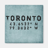 Toronto Latitude Longitude Denim Magnet Magneet (Voorkant)
