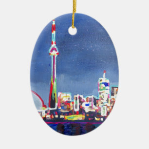 Toronto Neon Shimmering Skyline met CN Tower Keramisch Ornament