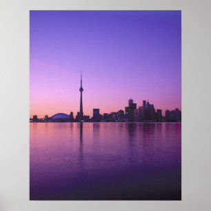 Toronto silhouet bij nacht, Ontario, Canada Poster