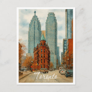 Toronto Silhouet Canada Oud Aquarel Feestdagenkaart
