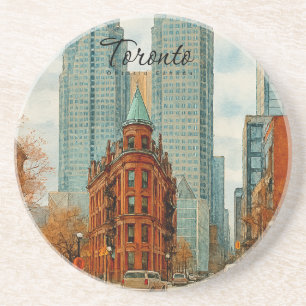 Toronto Silhouet Canada Oud Aquarel Zandsteen Onderzetter