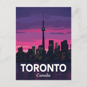 Toronto Silhouette Stad Toren Zonsondergang Briefkaart