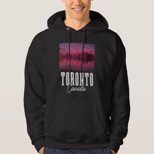 Toronto Skyline Ontario Canada Maple Leaf Canadian Hoodie (Voorkant)