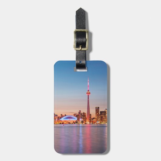 Toronto Skyline op Sunset Bagagelabel (Voorkant verticaal)