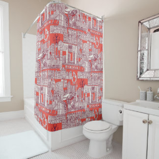 Toronto toile claretrood douchegordijn