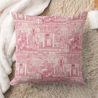 Toronto toile viva magenta perzik stof kussen