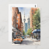 Toronto waterverf kunst briefkaart (Voorkant / Achterkant)