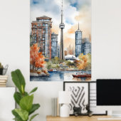 Toronto waterverf kunst poster (Thuiskantoor)