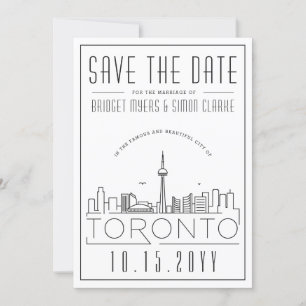Toronto Wedding Stylized Skyline Save the Date Kaart