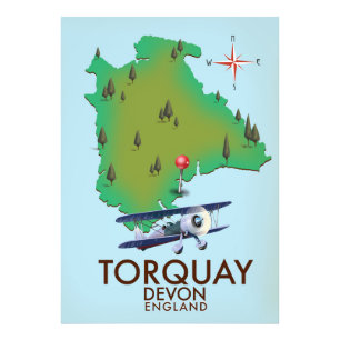 Torquay Devon kaart poster kunst.