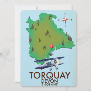 Torquay Devon  kaart poster kunst.