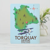 Torquay Devon Vintage kaart poster kunst. (Staand voorkant)