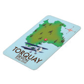 Torquay Devon Vintage kaartposter kunst. Magneet (Linkerzijde)