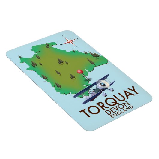 Torquay Devon Vintage kaartposter kunst. Magneet (Rechterzijde)