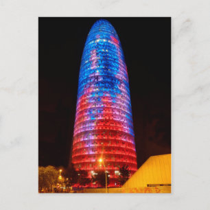 Torre Agbar in de nacht in Barcelona Briefkaart