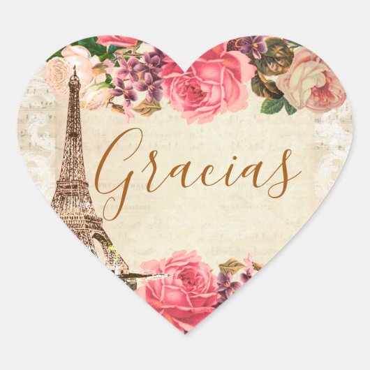 Torre Eiffel elegante lamentable de la vendimia Hart Sticker (Voorkant)