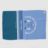 Torres bleues modernes serviette de golf avec nom  (Horizontal)