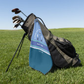 Torres bleues modernes serviette de golf avec nom  (Vert)