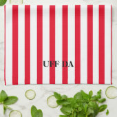 Torrés de serviettes de cuisine Uff Da rayées roug (Plié)