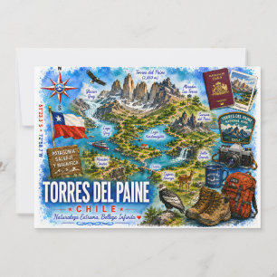 Torres del Paine Chilië Aquarel Ansichtkaarten Kaart
