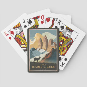 Torres del Paine Chilië Illustratie Reis Kunst Pokerkaarten