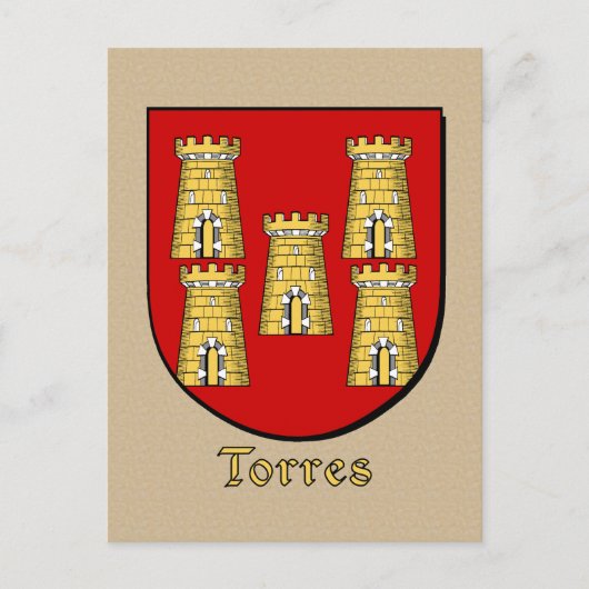 Torres Family Heraldic Shield Briefkaart (Voorkant)