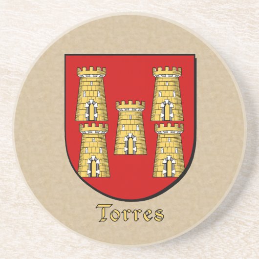 Torres Heraldic Shield Zandsteen Onderzetter (Voorkant)