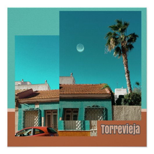 Torrevieja in het Oranje en Turqoise Perfect Poster (Voorkant)
