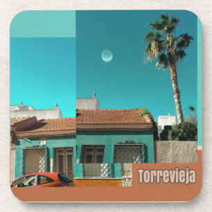 Torrevieja in het Oranje en Turquoise Bier Onderzetter
