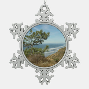 Torrey Pine en Californische Kustlijn Landschap Tin Sneeuwvlok Ornament