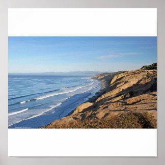 Torrey Pines bekijkt strand noord naar Oceansi Poster