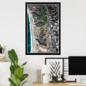 Torrey Pines Golf Course California Satellite Map Poster (Thuiskantoor)