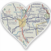Torrington CT  kaart Sticker (Voorkant)