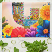 Torse de fleurs tropicales monogramme C Torchons d (Plié)