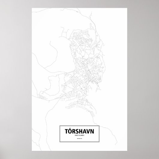 Tórshavn, Faeröer (zwart op wit) Poster (Voorkant)